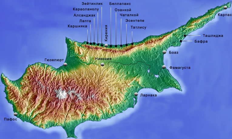 Карта Северного Кипра